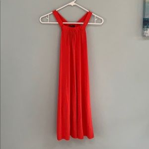 Red halter swing dress